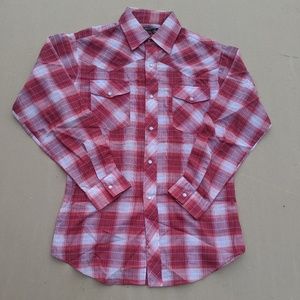 Vintage JC Penny Pearl Snap Medium Cowboy Plaid